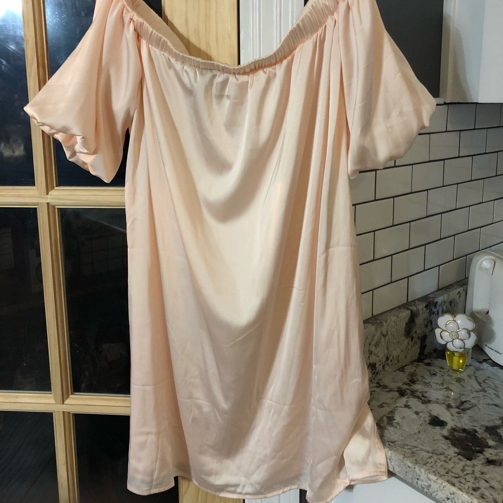 Satin off the shoulder dress